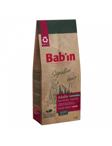  BAB'IN SIGNATURE SANS CEREALES ADULTE CANARD (tte race) 12 KG