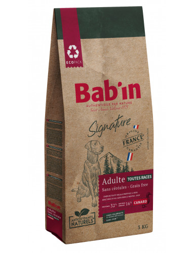 BAB'IN SIGNATURE SANS CEREALES ADULTE CANARD (tte race) 3 KG