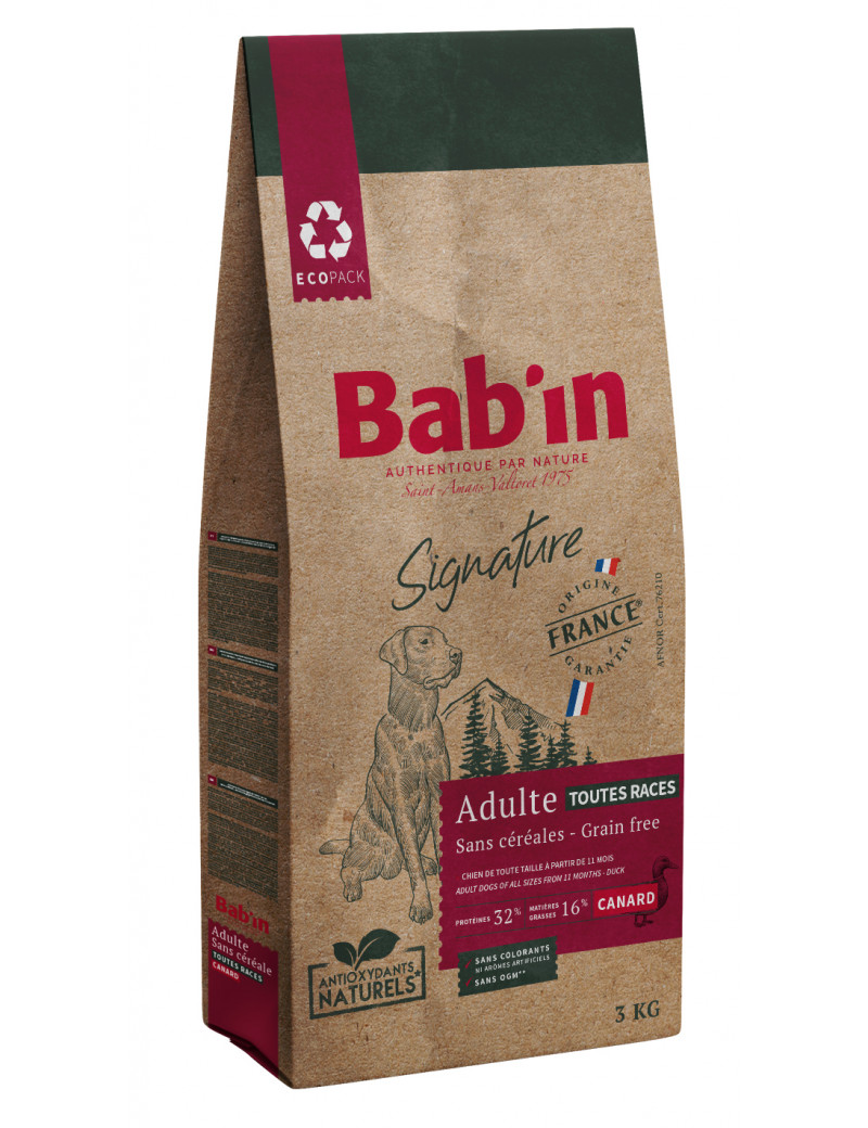  BAB'IN SIGNATURE SANS CEREALES ADULTE CANARD (tte race) 3 KG