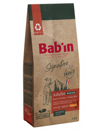  BAB'IN SIGNATURE SANS CEREALES MEDIUM ADULTE POULET 3 KG