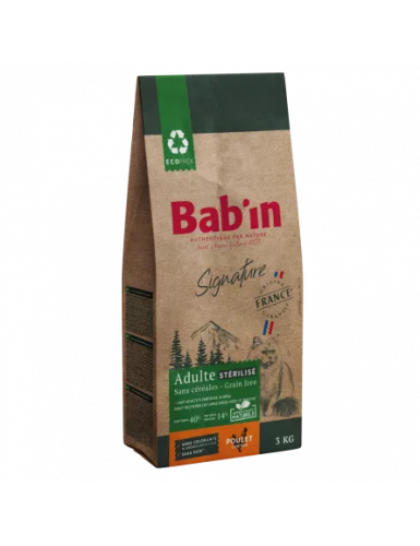 BAB'IN SIGNATURE CHAT ADULTE STERILISE SANS CEREALES POULET 3 KG