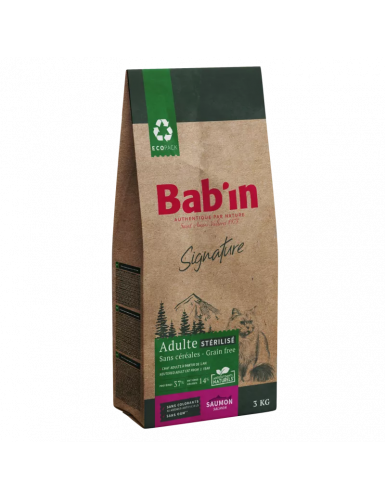 BAB'IN SIGNATURE CHAT ADULTE STERILISE SANS CEREALES SAUMON 6 KG